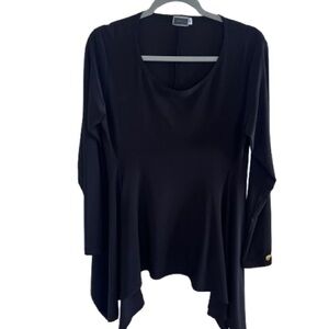 Sympli “The Best” Handkerchief Black Jersey Tunic Top Size 14